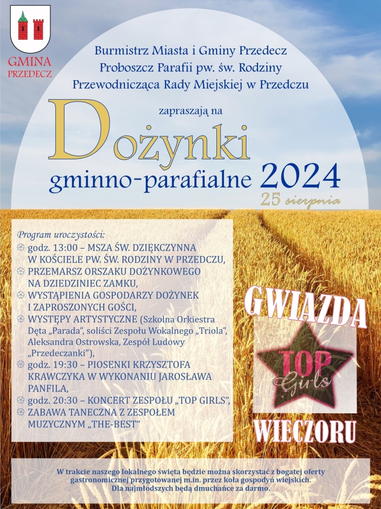 Dożynki gminno-parafialne w Przedczu: msza, koncerty i zabawa do białego rana