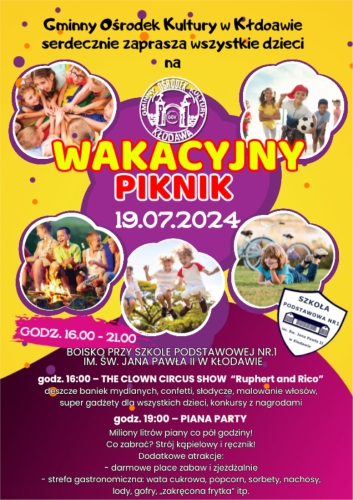 Wakacyjny Piknik w Kłodawie - zaproszenie dla dzieci
