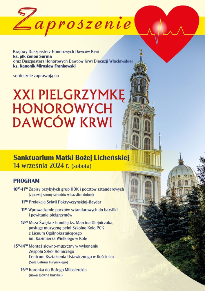 Honorowi Dawcy Krwi na pielgrzymce w Licheniu – sprawdź program wydarzenia