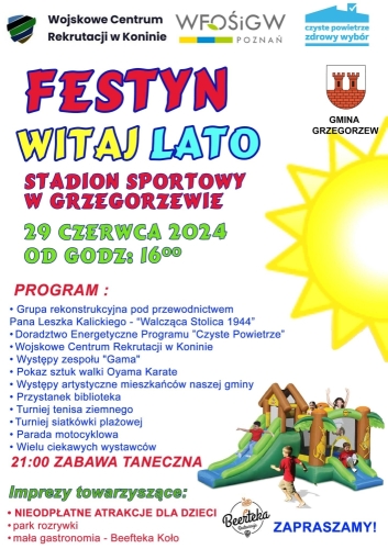 Festyn Witaj Lato w Grzegorzewie - bogaty program i liczne atrakcje