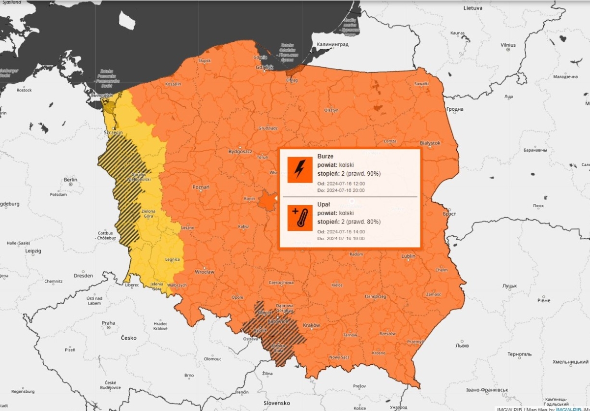 Ostrzeżenia meteorologiczne: burze i upały w Powiecie Kolskim