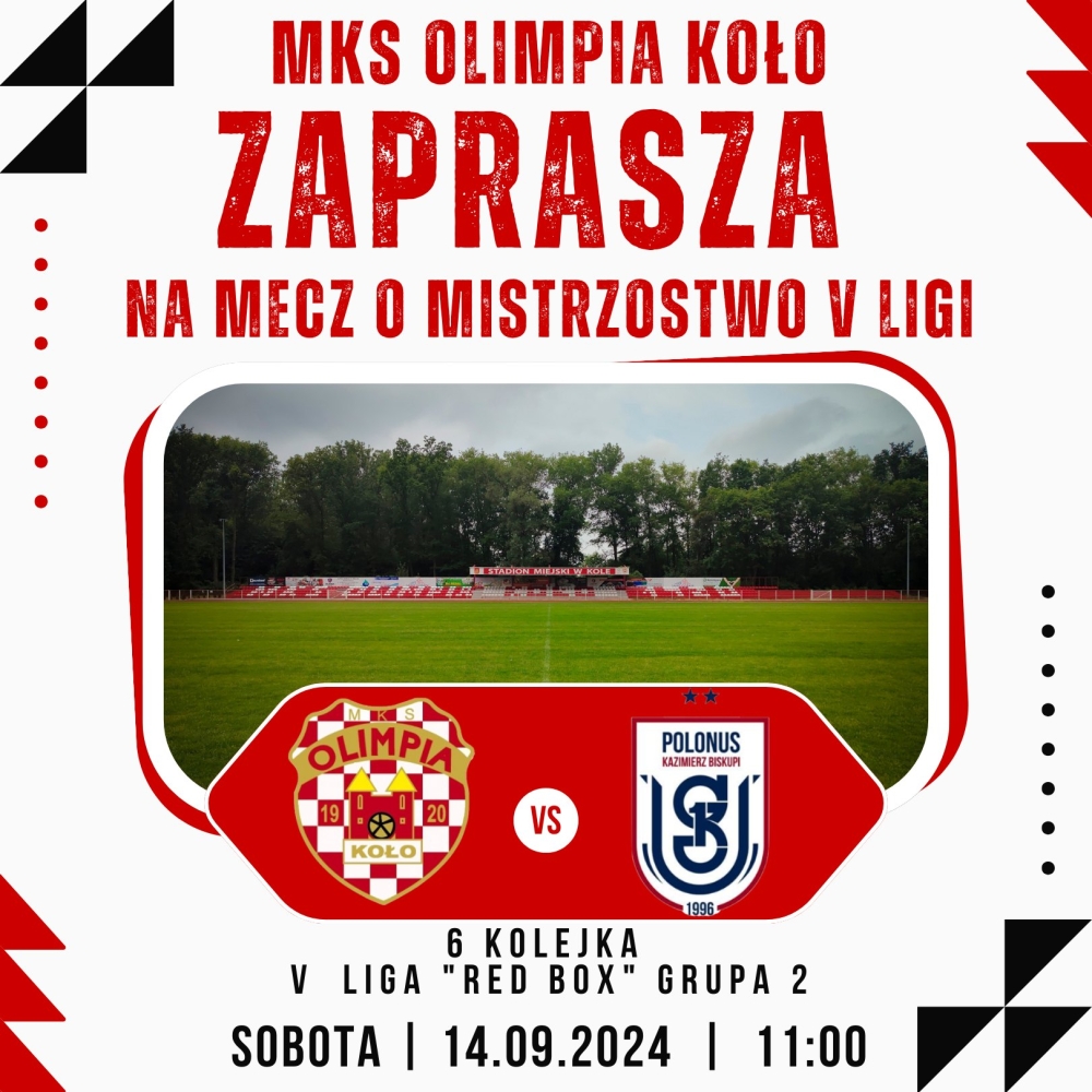 MKS Olimpia Koło vs Polonus Kazimierz Biskupi – 6. kolejka V ligi już w sobotę