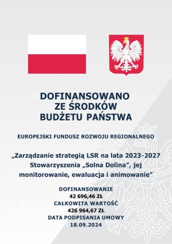 Nowy projekt Stowarzyszenia „Solna Dolina” na lata 2023-2027 – zarządzanie strategią LSR z dofinansowaniem EFRR