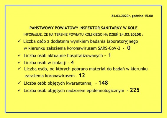 Jedna osoba na oddziale zakaźnym i cztery w izolacji. Aktualne dane