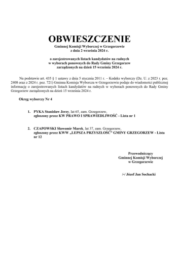  Ponowne wybory w Grzegorzewie – mieszkańcy znów wybiorą swojego przedstawiciela!