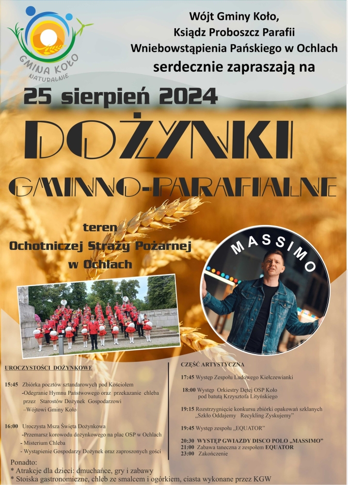 Dożynki Gminno-Parafialne w Ochlach: sprawdź pełny program!