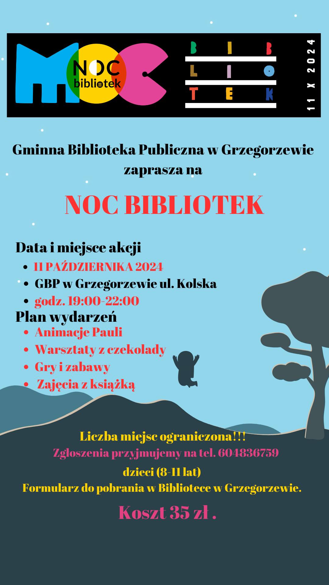 Noc Bibliotek w Grzegorzewie – wieczór pełen atrakcji dla najmłodszych