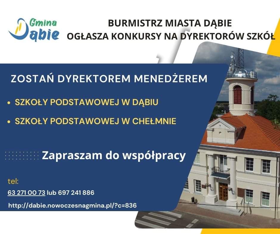 Konkursy na Dyrektorów Szkół w Gminie Dąbie