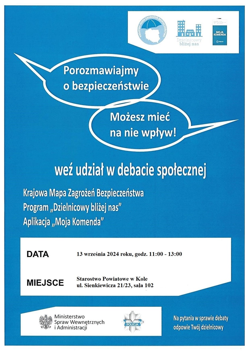 Debata o bezpieczeństwie w Kole – dołącz i miej wpływ na bezpieczeństwo w Twojej okolicy!