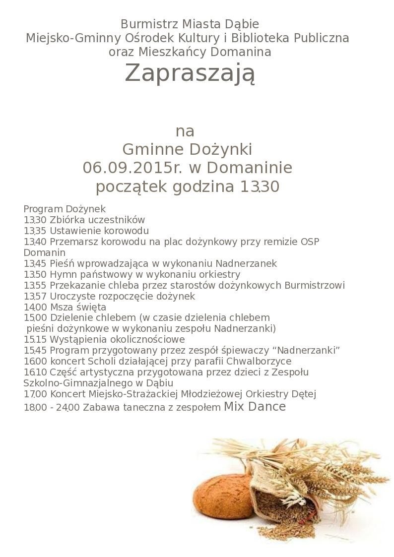 Dożynki w Gminie Dąbie [PROGRAM]