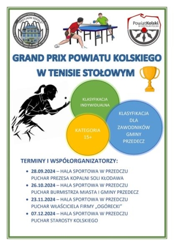 Grand Prix Powiatu Kolskiego w tenisie stołowym – sprawdź terminy i weź udział!