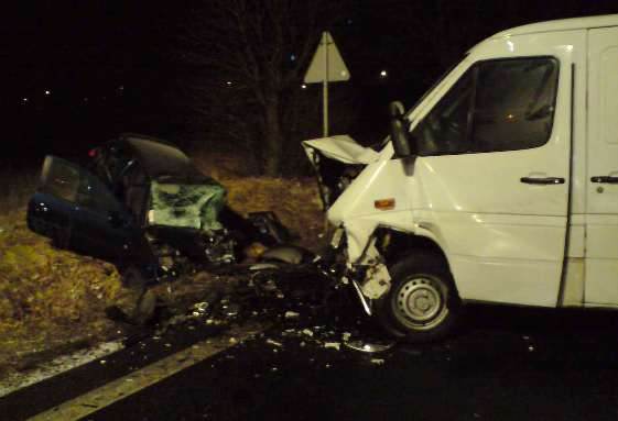 Uwaga ślisko! Wypadek w Kościelcu